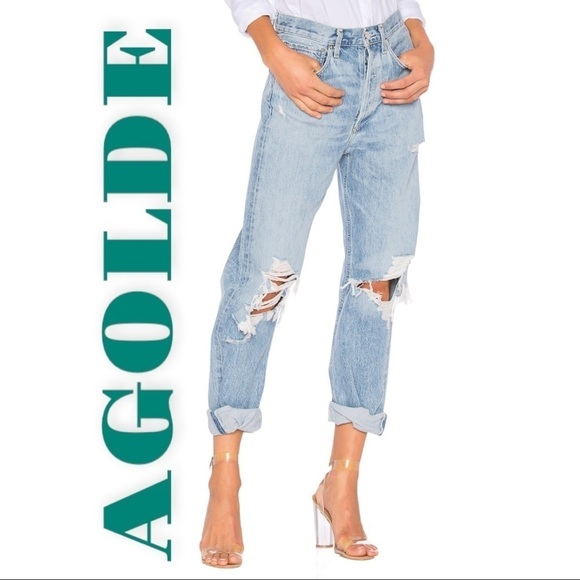 AGOLDE 90s Jean Distressed High Rise Relaxed Buttonfly, Size 28 - Picture 2 of 12